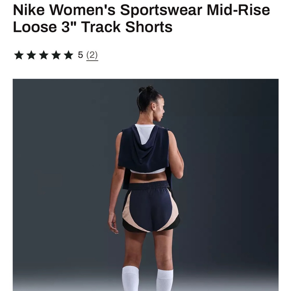 Nike Women's Navy and Tan Athletic Shorts - Picture 2 of 5